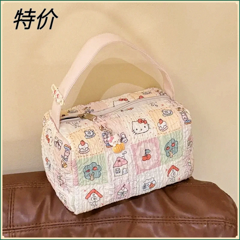 甜美新款大容量便捷防尘旅行包卡通猫咪手提尼龙洗漱化妆包