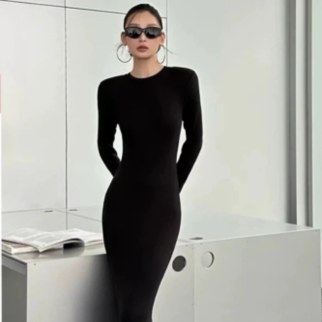 【头头推荐】勾勒曲线加长款包臀连衣裙#06107