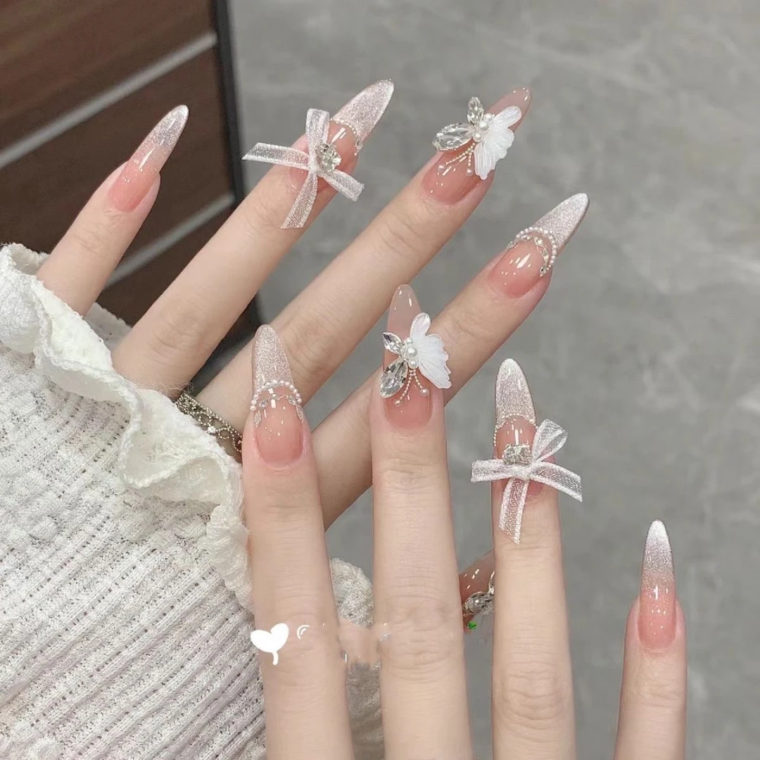 唯美纯欲蝴蝶手工穿戴甲百搭显白美甲贴片