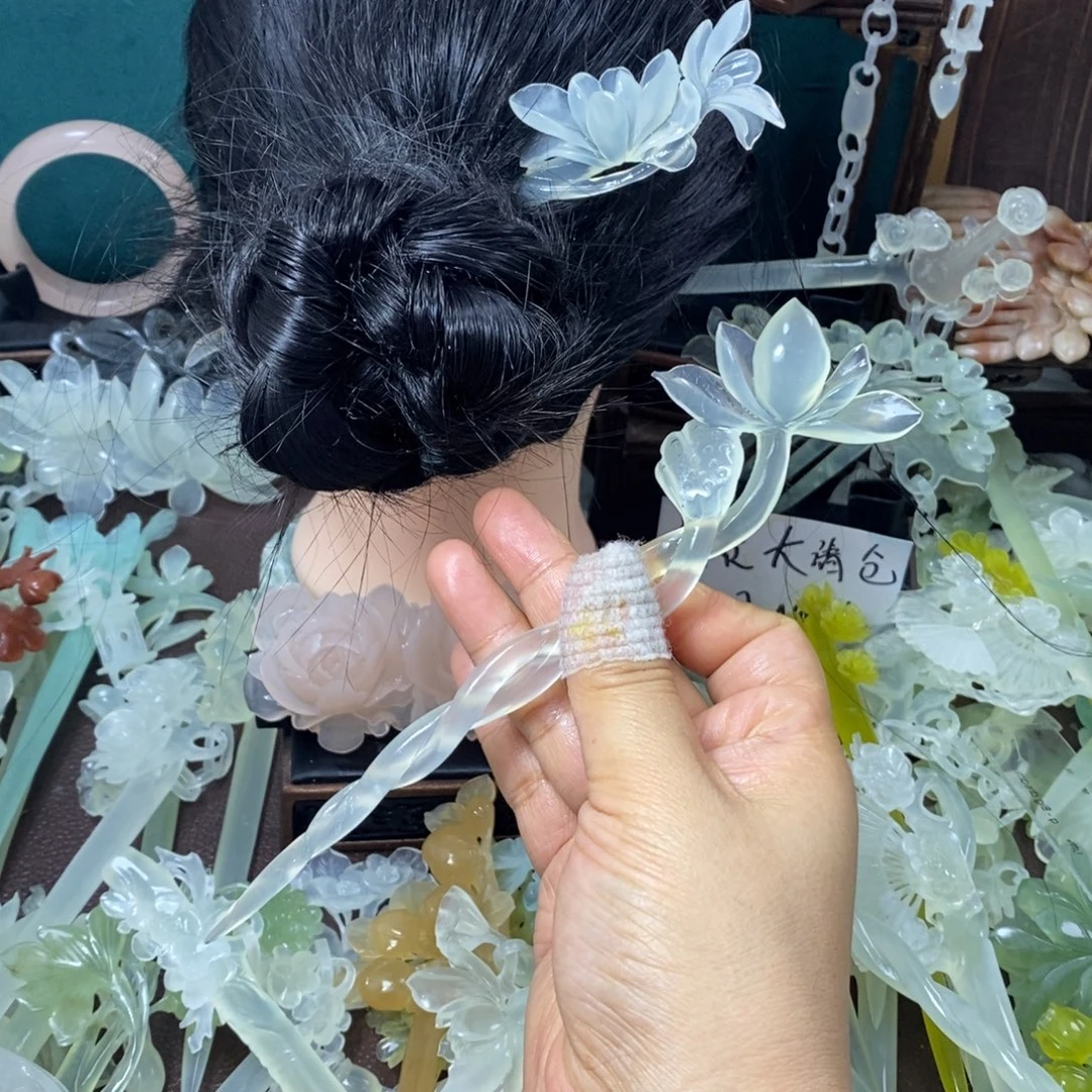 星***霜蛇纹石玉未镶嵌发饰