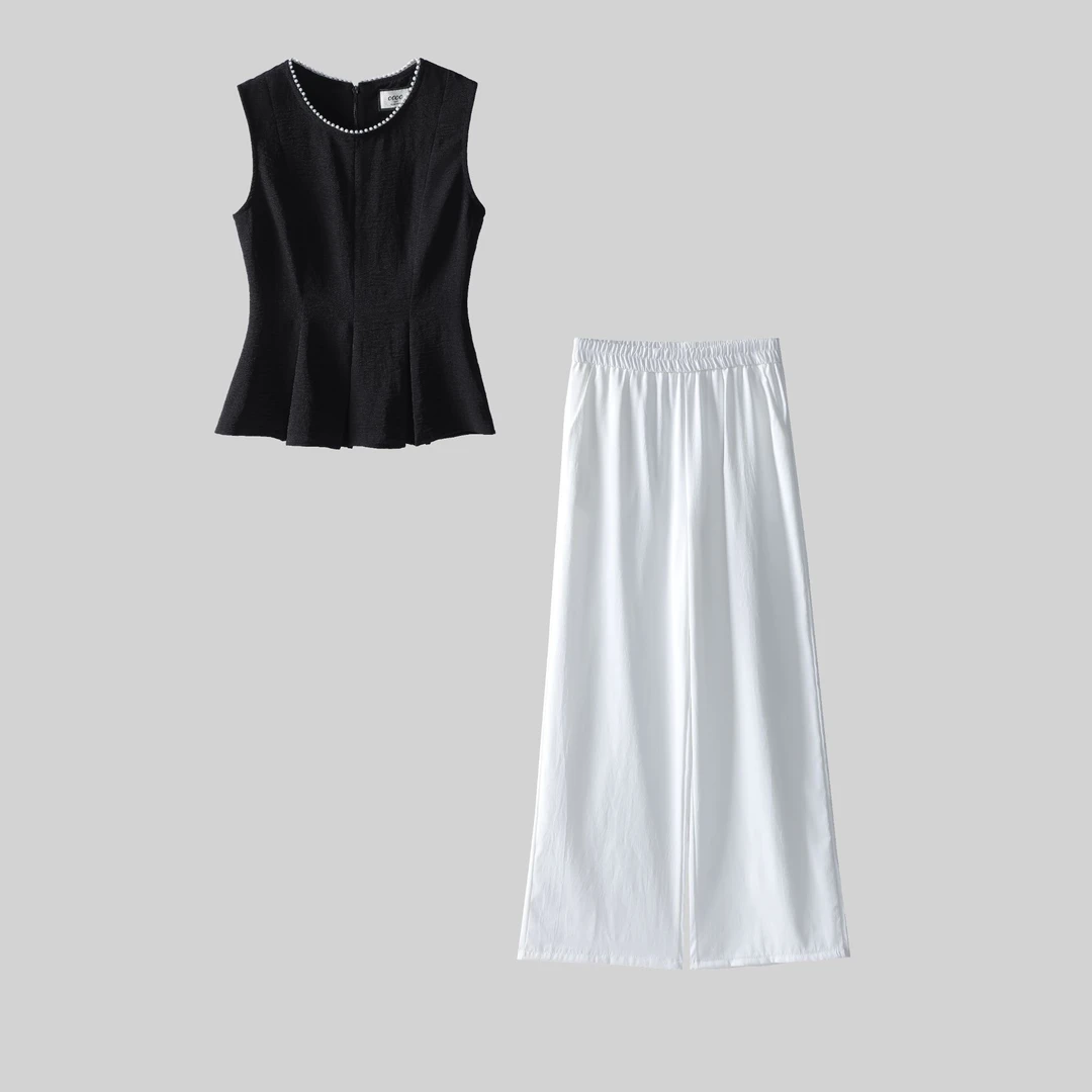 【两件套】时尚套装2025夏季新款减龄马甲上衣+休闲裤套装L0563