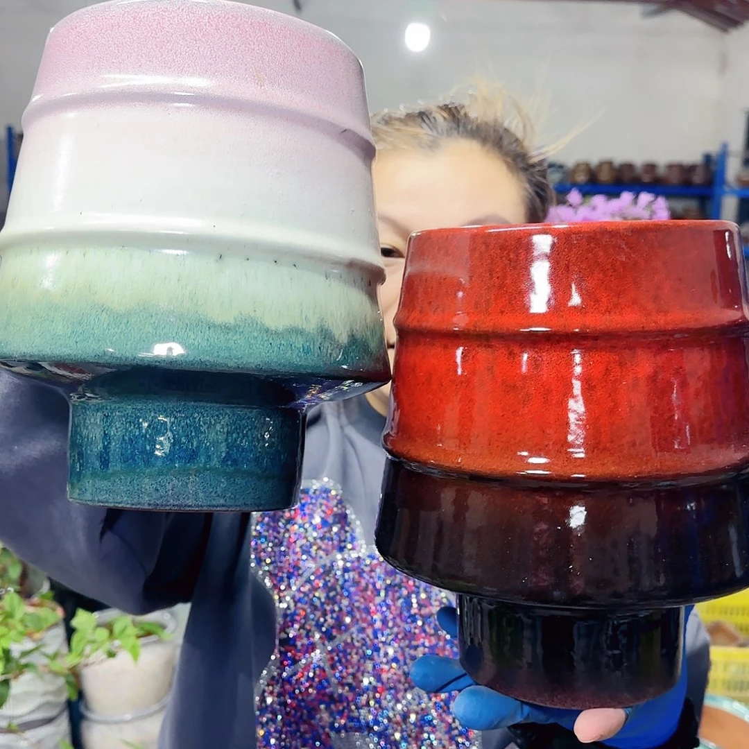 紫砂花盆高22口15