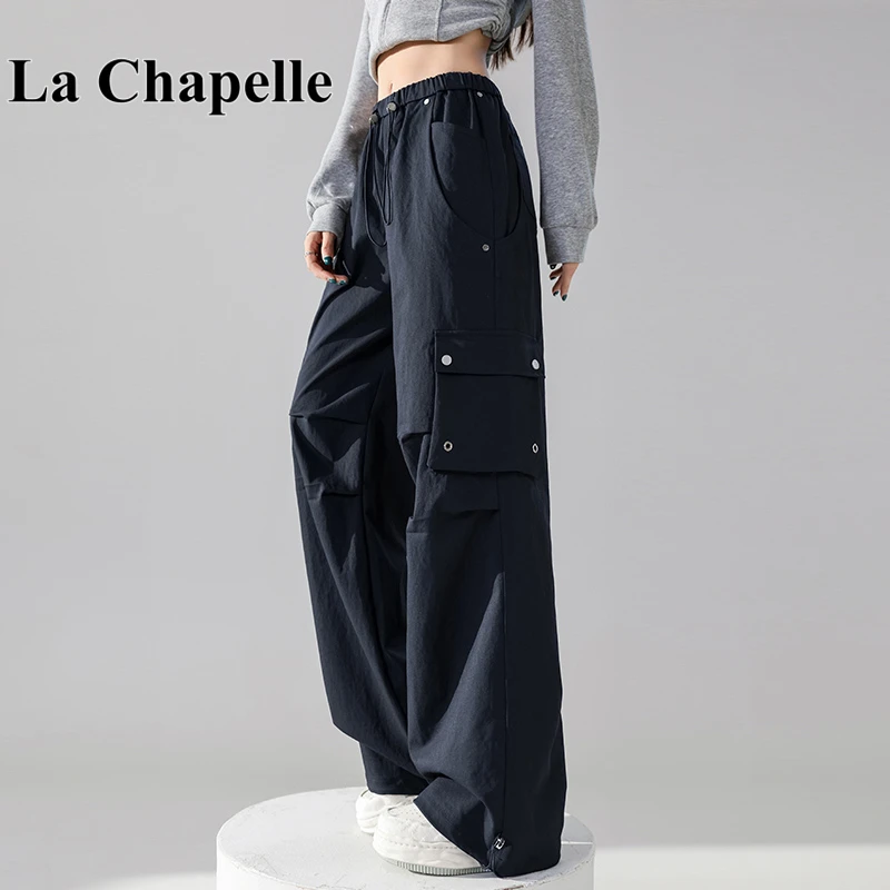 拉夏贝尔美式阔腿工装休闲裤女秋季2025新款酷飒风伞兵束脚登山裤
