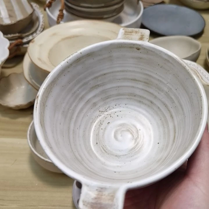 瓷片正品粗陶米饭碗双耳一个