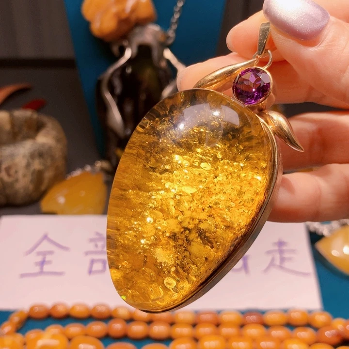 琥珀颈饰未镶嵌波兰设计款琥珀蜜蜡