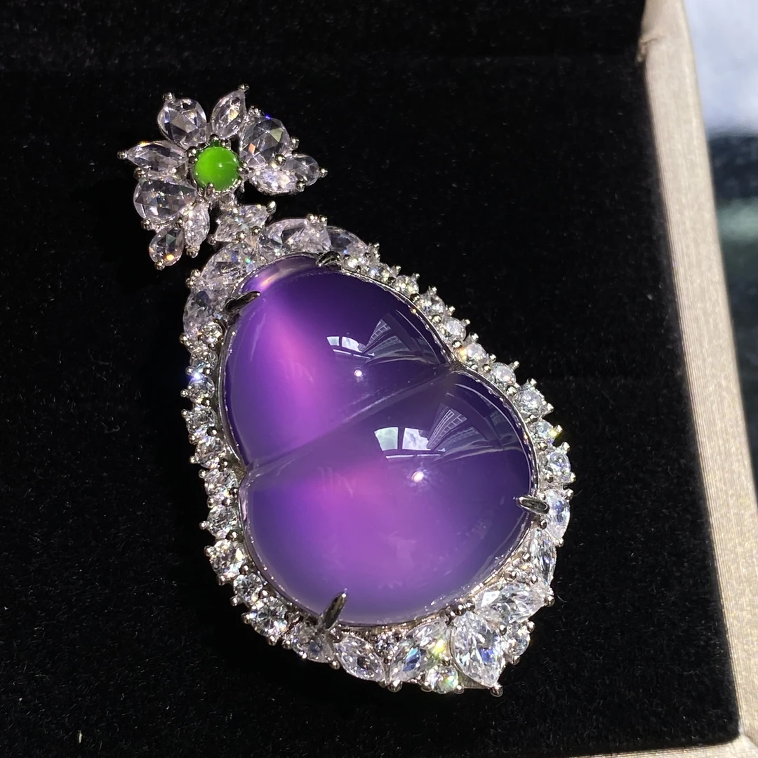 吊坠925银锆石 垫色国风紫色女士气质轻奢葫芦吊坠精致时尚精美