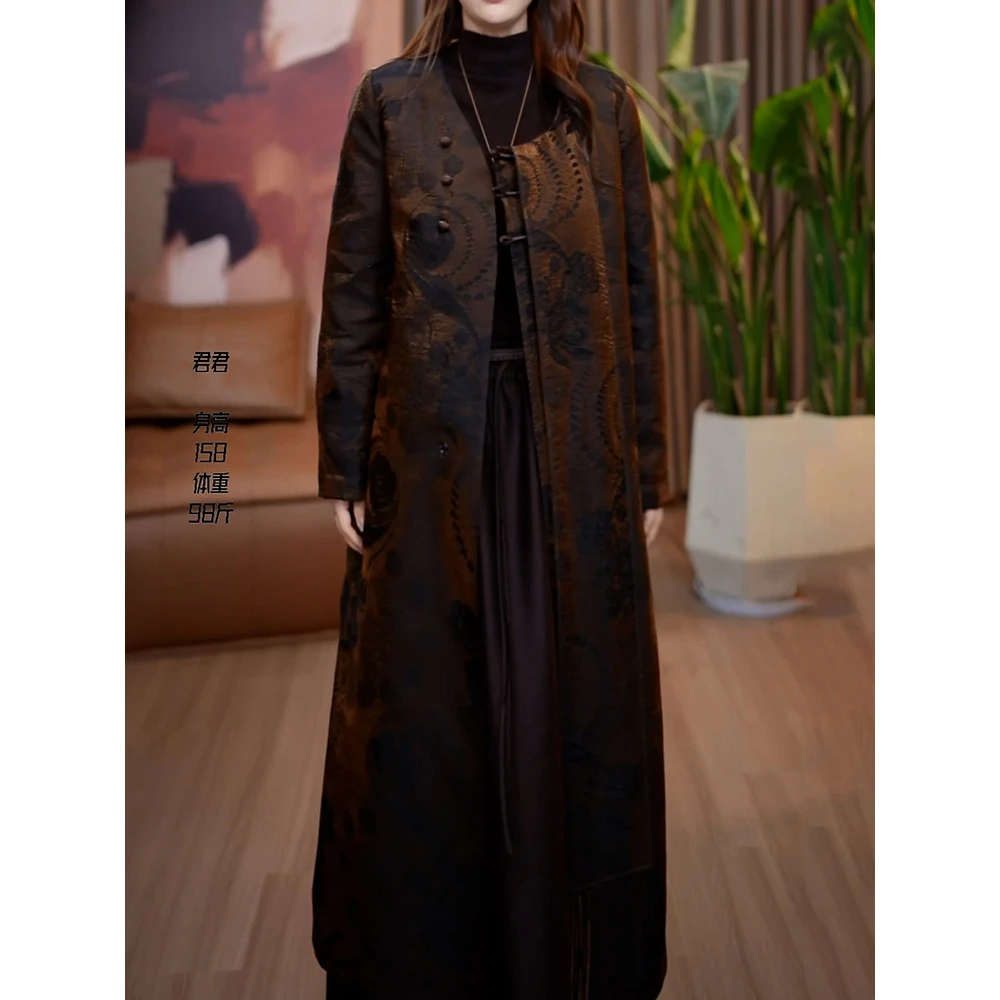 高级国风盘扣印花羽绒服2025冬季新款优雅贵夫人气质百搭长款外套