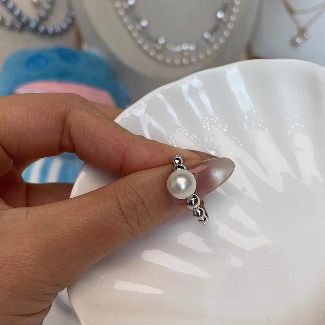 戒指海水珍珠银S925镶嵌