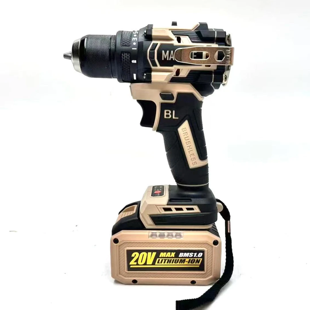 牧高 新款电池带电显20v无刷电钻不带冲击10mm夹头一电M196-10-B1