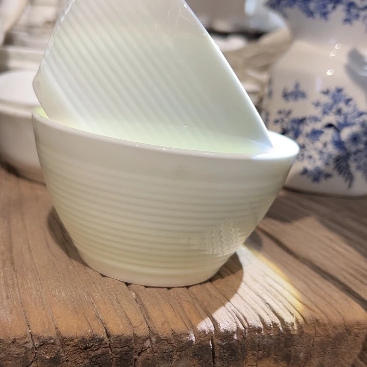 国营尾货骨瓷螺纹米饭碗一对口径12