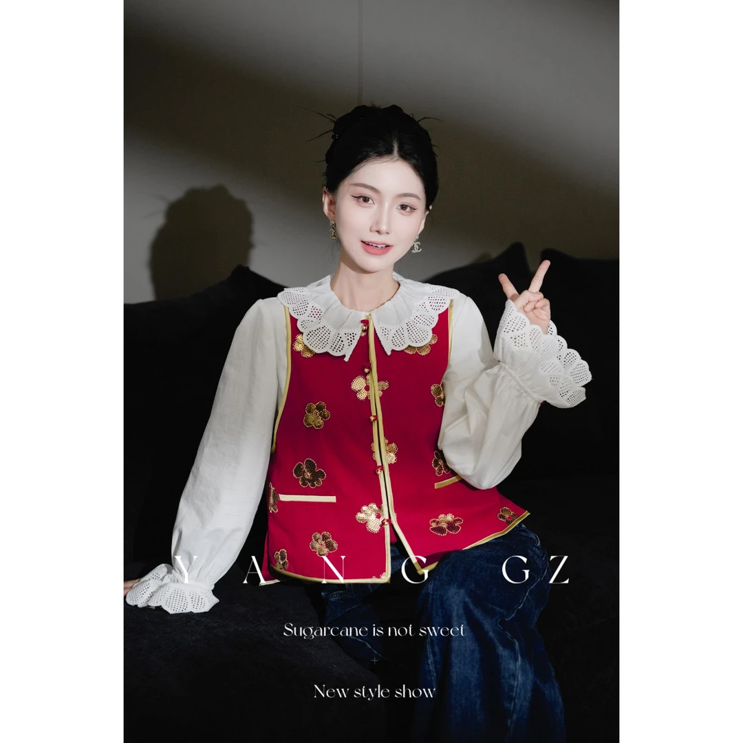 YANG GZ【一枝独秀】新中式重工梅花珠片绣马甲女 GZ5153GL602618