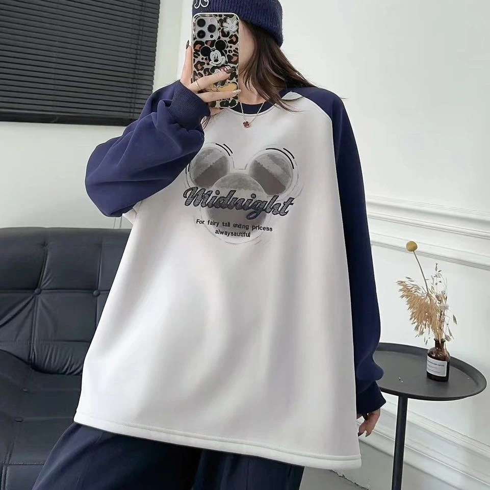 孕妇［加绒加厚］拼色小熊头宽大个性韩版卫衣166