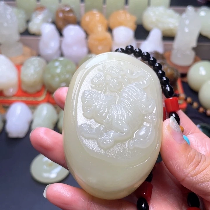 石材方解石手把件