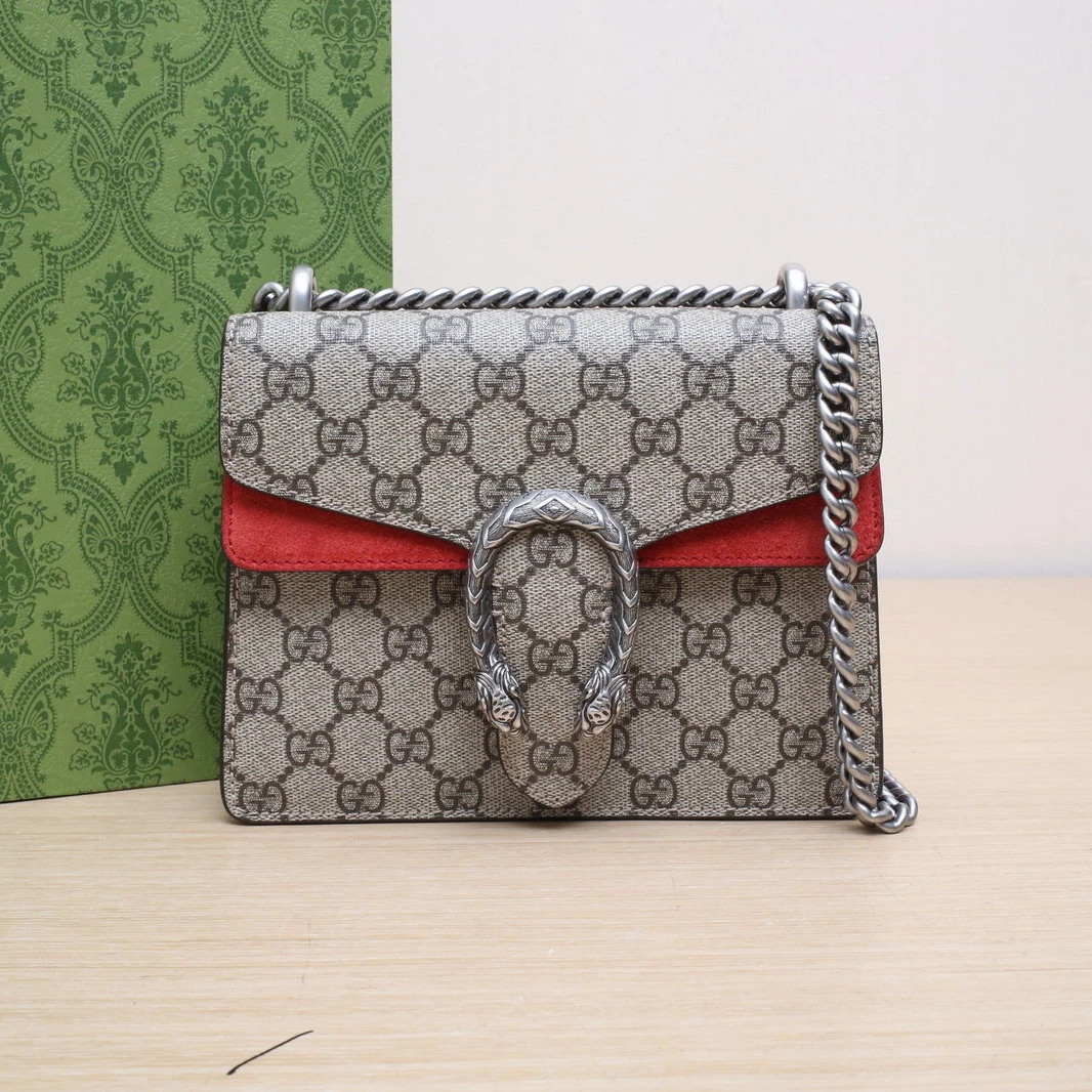 95新 GUCCI/古驰 【娇】酒神 高版20 老花 PVC 银扣 P235705328
