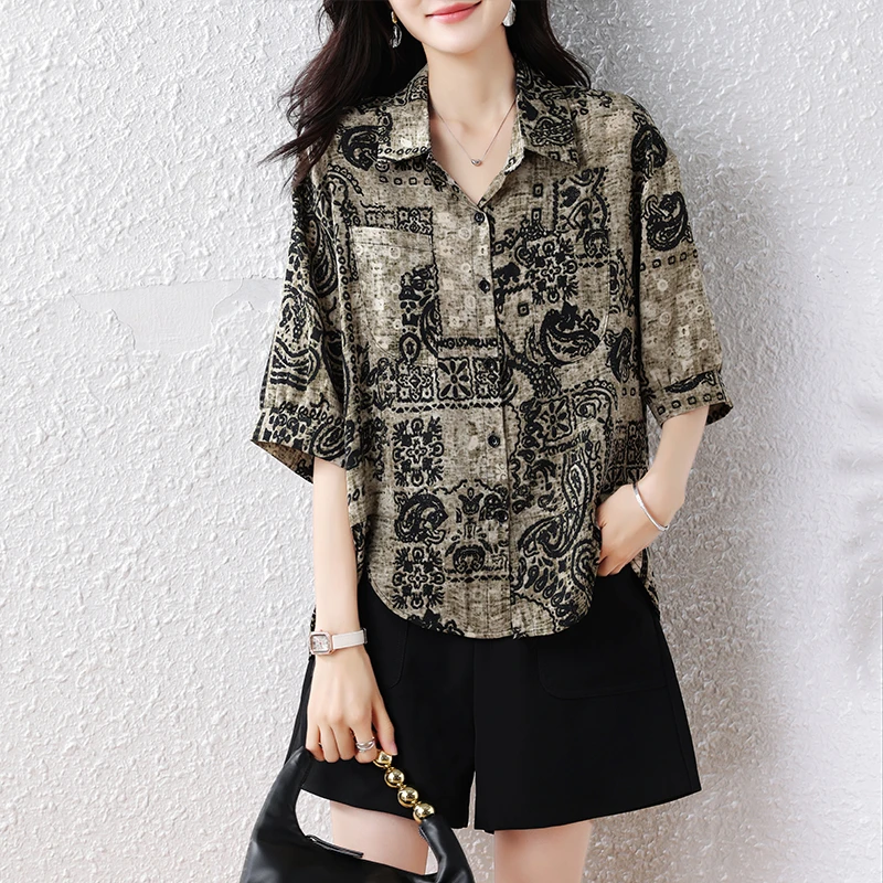 【女神新衣】气质上衣女装时尚百搭不规则复古设计感衬衫