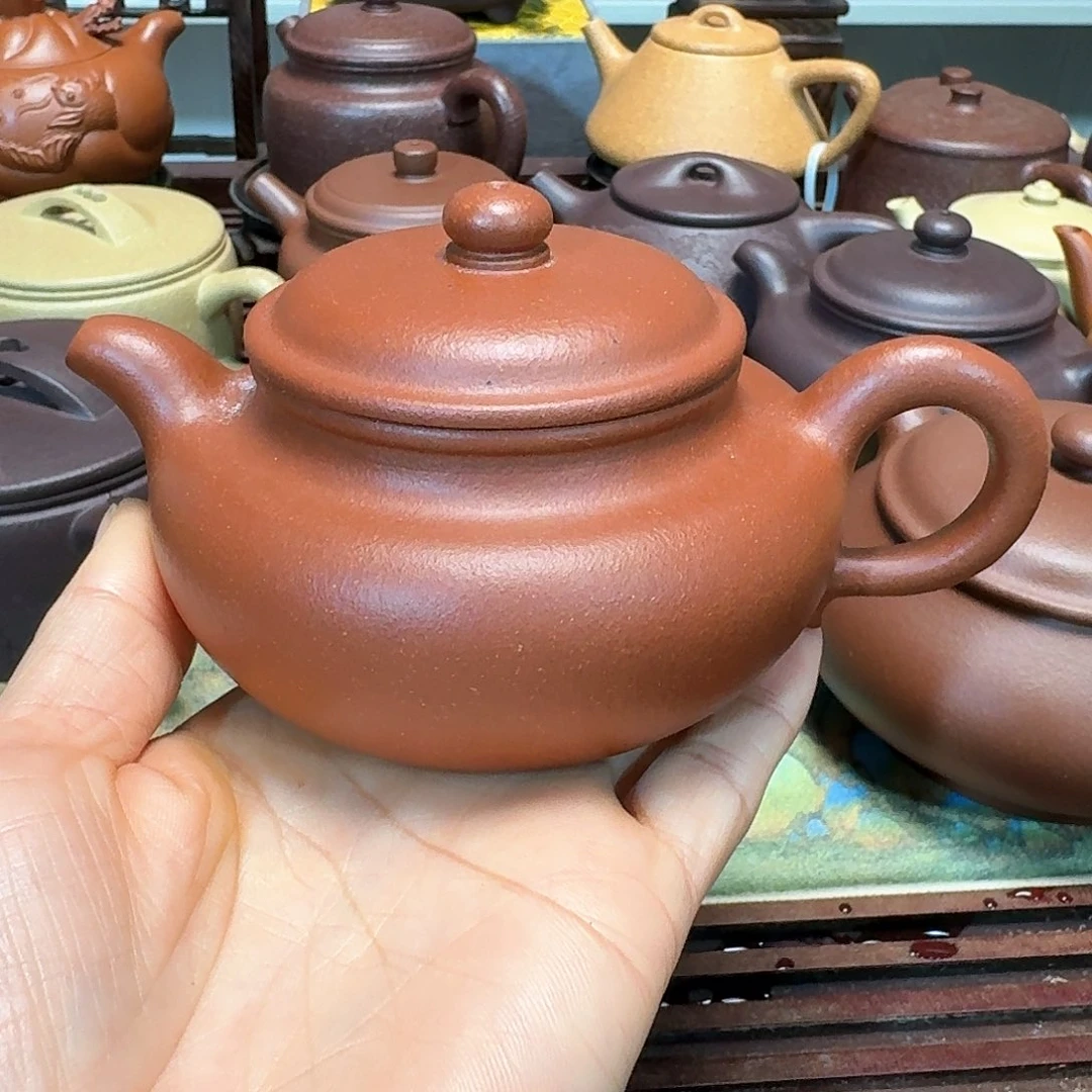 紫砂茶壶红降坡半手工