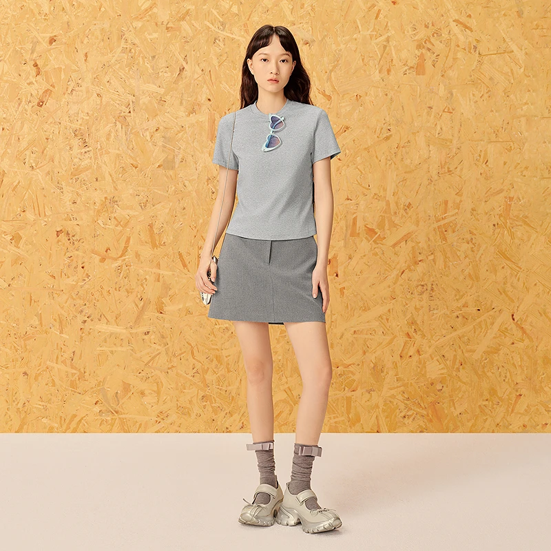 ToyzY25春新款甜酷风高圆领赛罗棉短袖T恤女ZC35160160