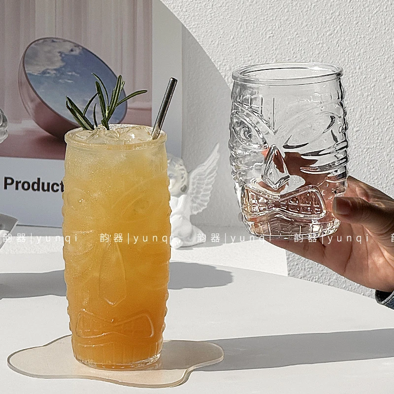 韵器ins创意鬼脸僵尸杯简约玻璃水杯果汁牛奶饮品咖啡杯高级感