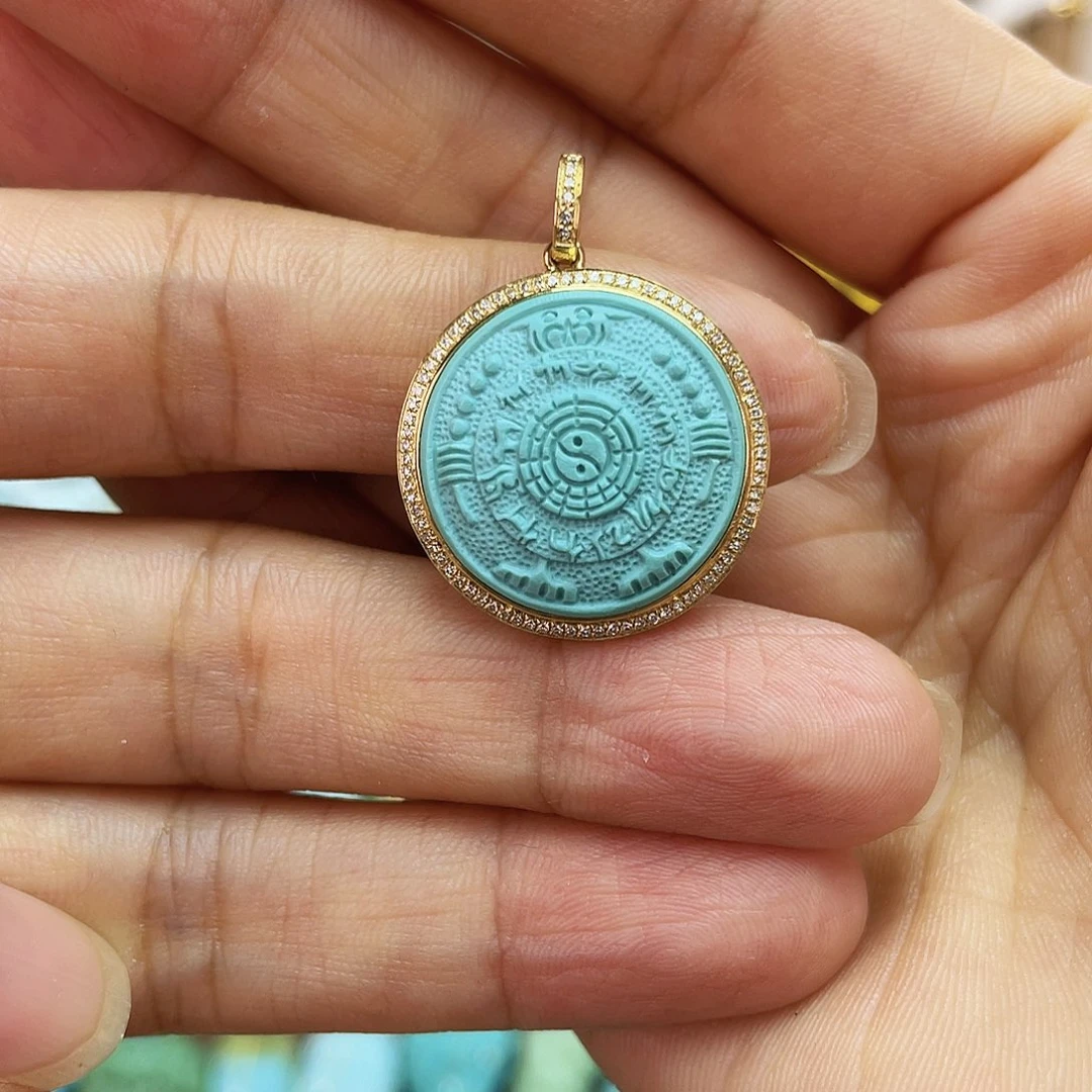 绿松石18K金镶嵌吊坠(不含链)
