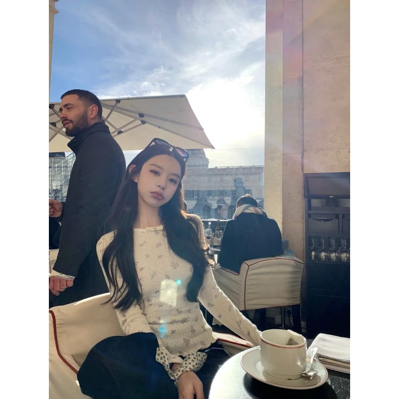 【YY】香家新款滑雪蝴蝶结烫钻装饰长袖打底