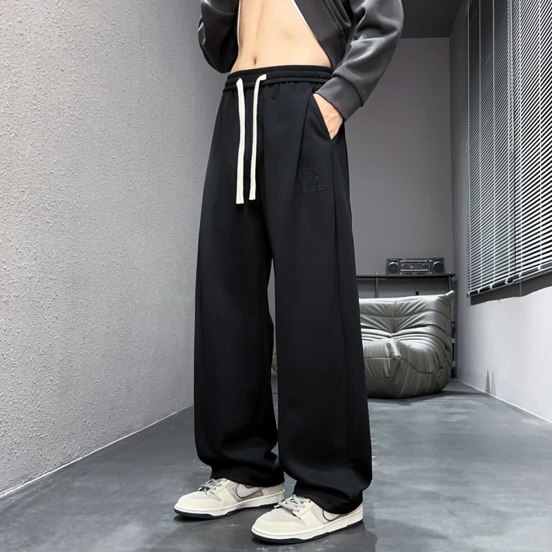 男新款秋冬季美式潮牌轻薄大码宽松加大潮流百搭直筒阔腿帅气长裤