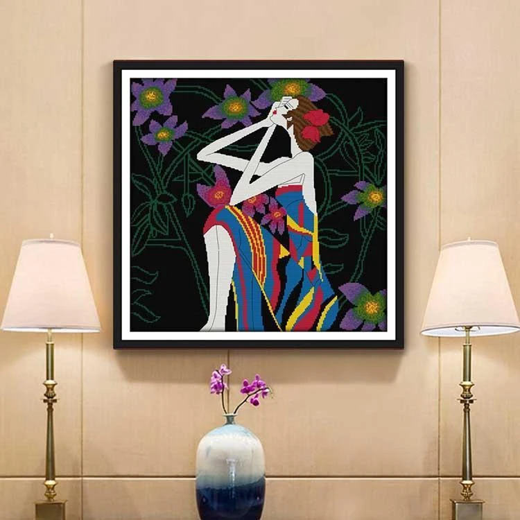 新疆西藏包邮女人物图十字绣印花满绣云南重彩阿诗玛美女小件线绣