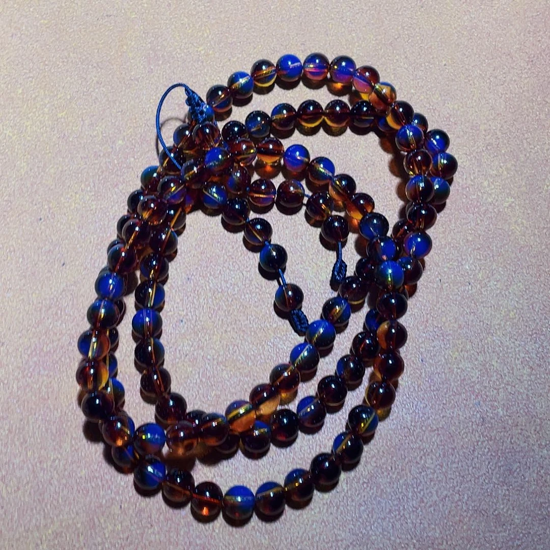 裸石蓝珀未镶嵌6.9左右红蓝108