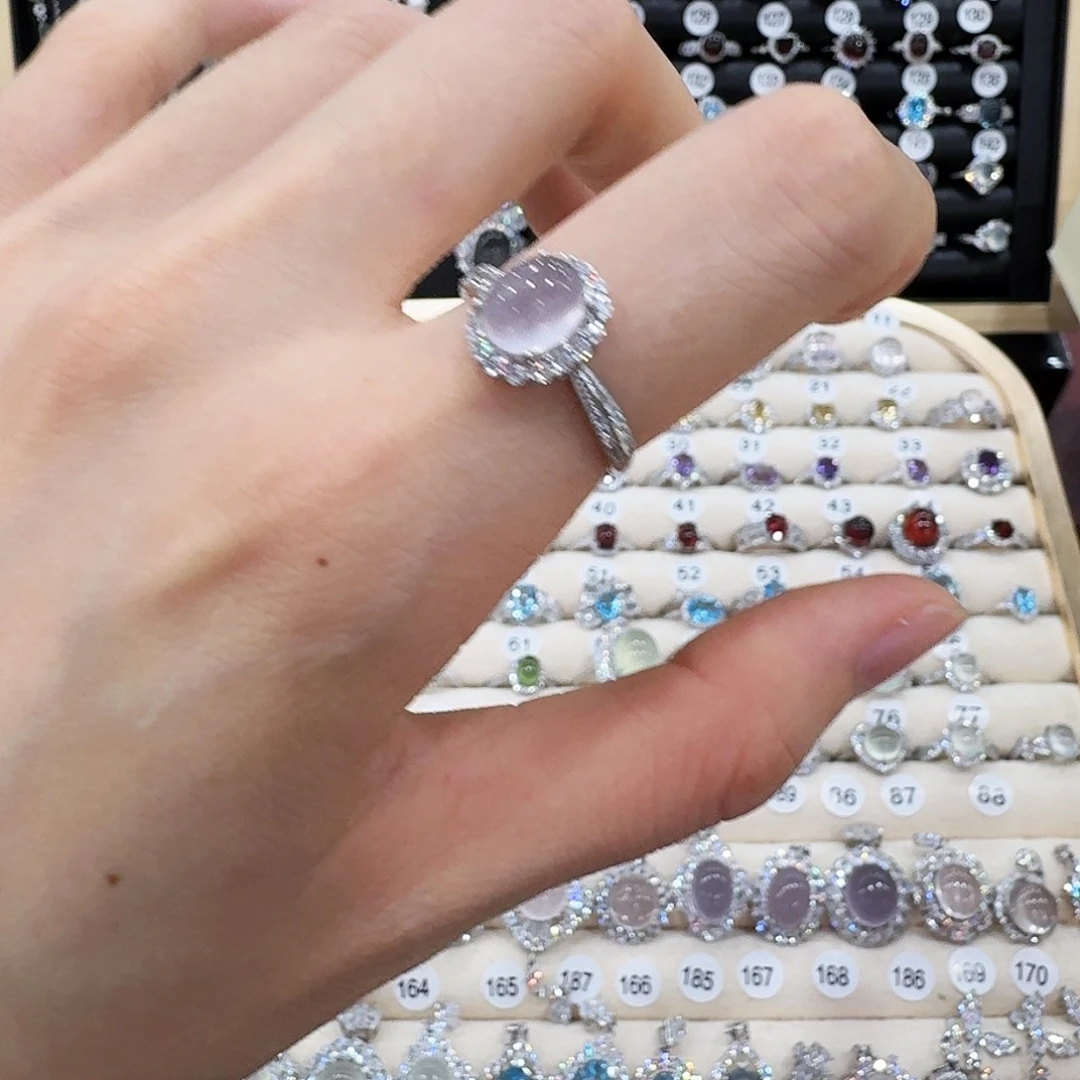 烟晶戒指银S925镶嵌戒指