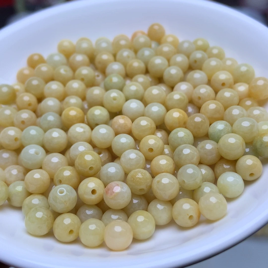 未镶嵌手链翡翠卡6.2冰黄100个