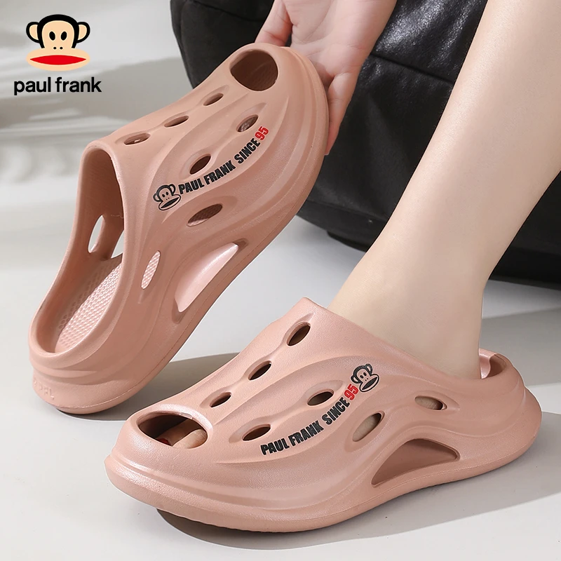 paul frank/大嘴猴凉拖鞋情侣夏居家洞洞鞋纯色一字拖EVA