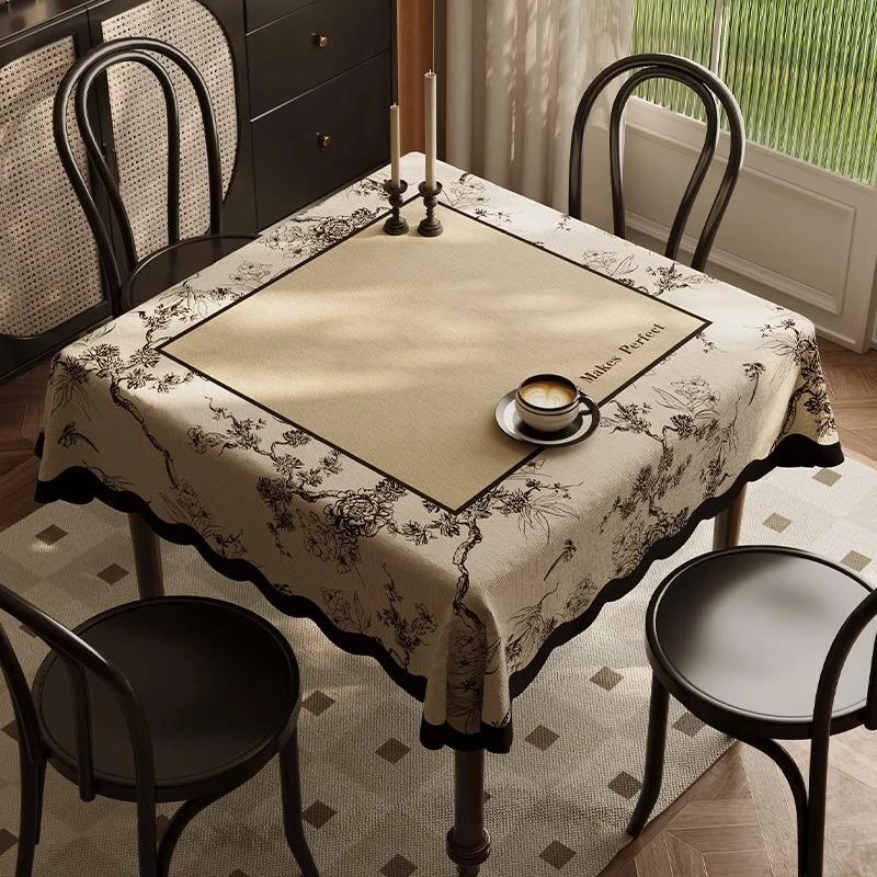 美式方桌布家用正方形盖布轻奢高级感餐桌布客厅四方桌小方桌茶几