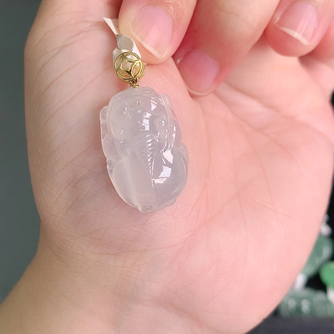 颈饰18K金镶嵌翡翠冰胶貔貅25-16-6.8