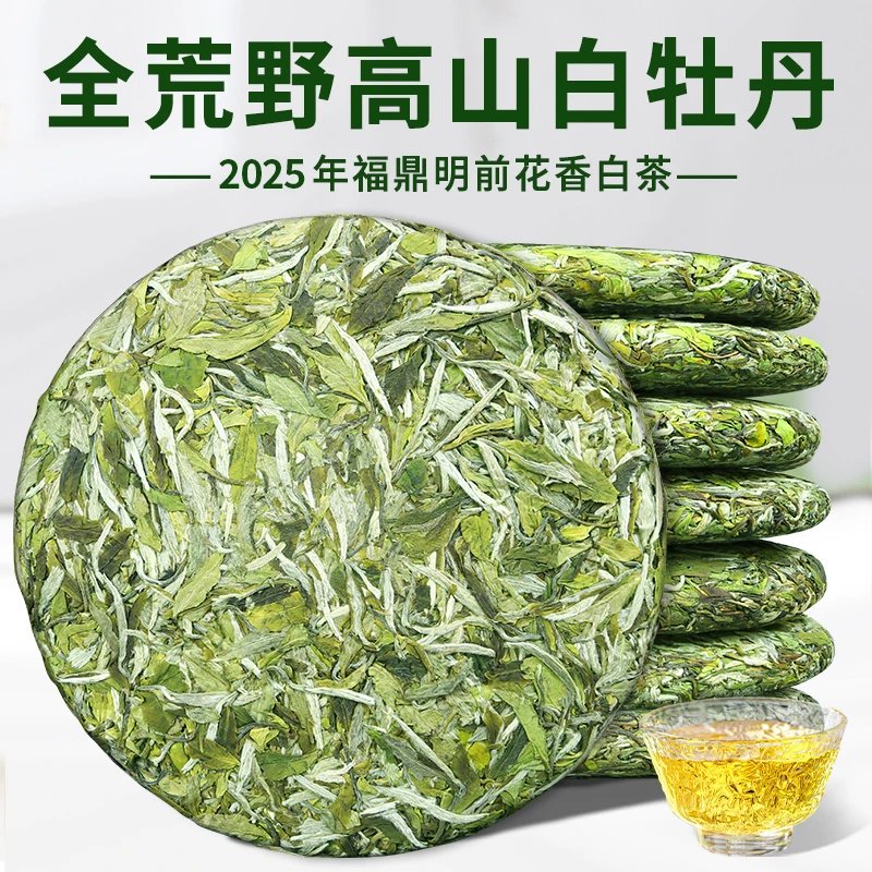 2025年福鼎白牡丹全荒野明前高山白茶花香白牡丹头采春季嫩芽