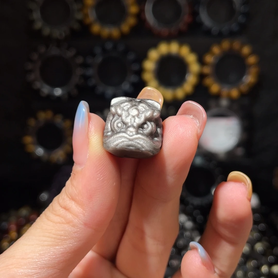 黑曜岩未镶嵌吊坠(不含链)16mm银曜石醒狮