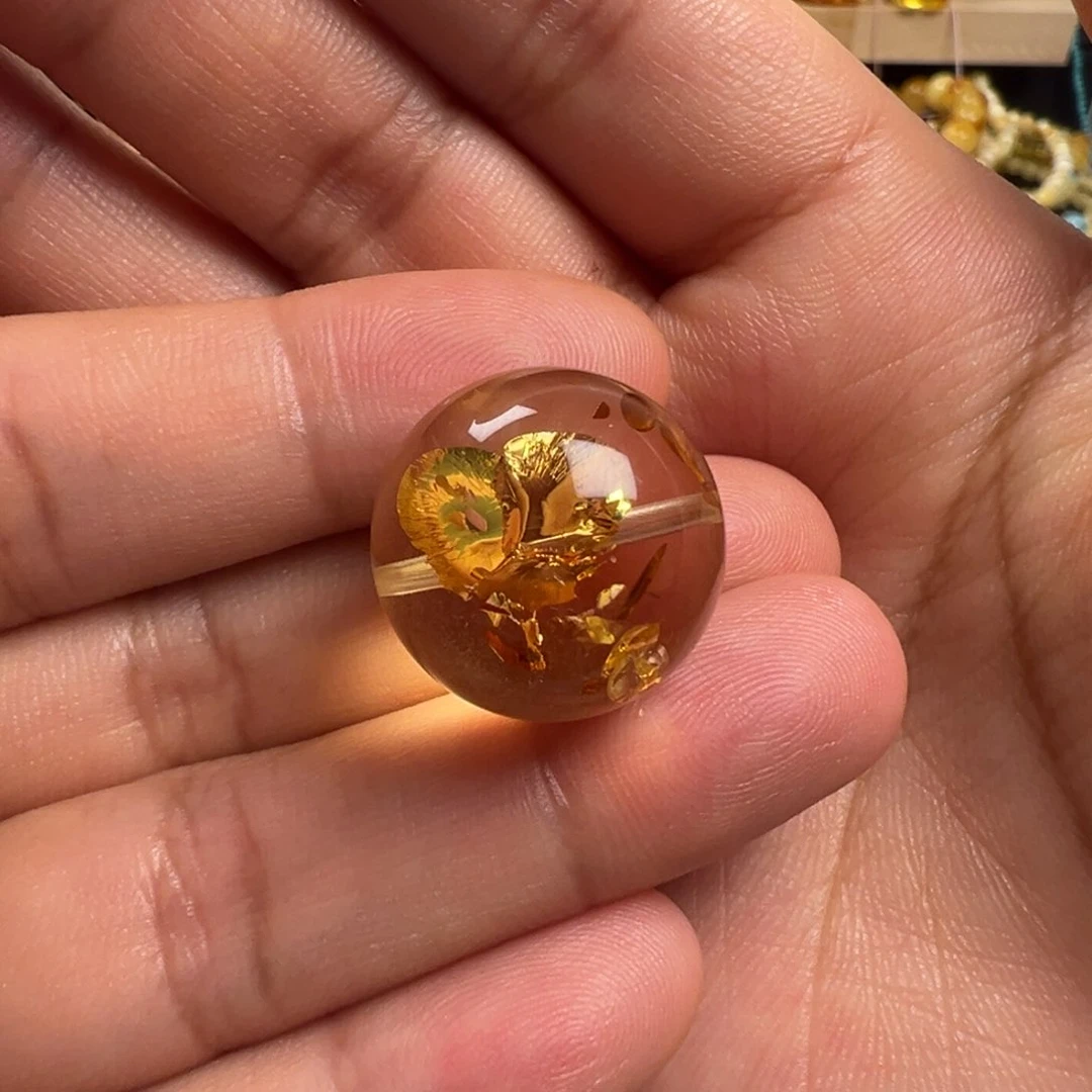 琥珀（花珀）颈饰未镶嵌圆珠18mm+（3.59g）