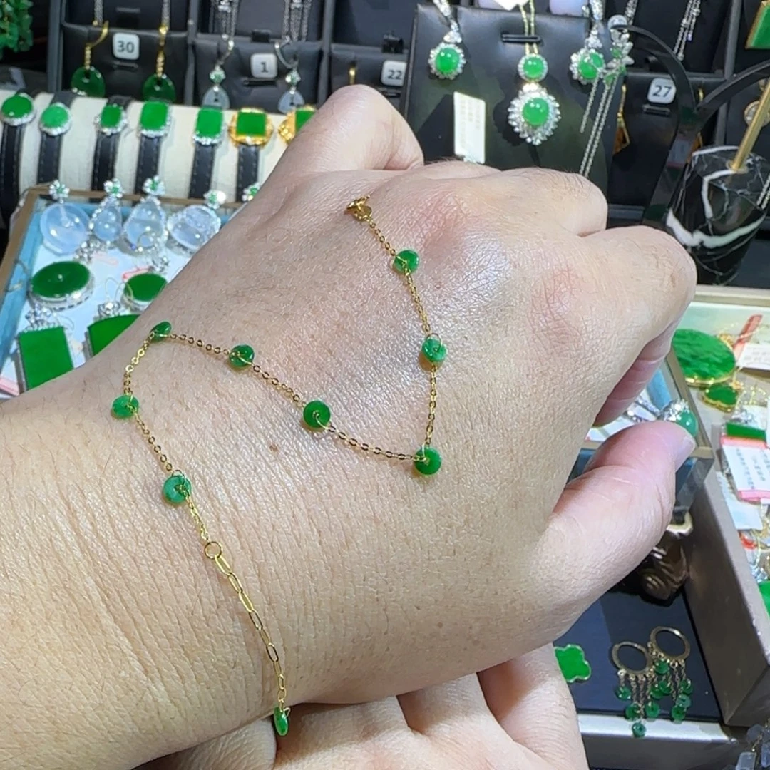 翡翠18K金镶嵌颈饰手链