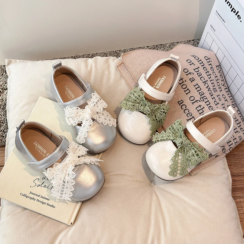 女童公主鞋2025年春秋新款儿童甜美皮鞋中大童软底宝宝蝴蝶结单鞋