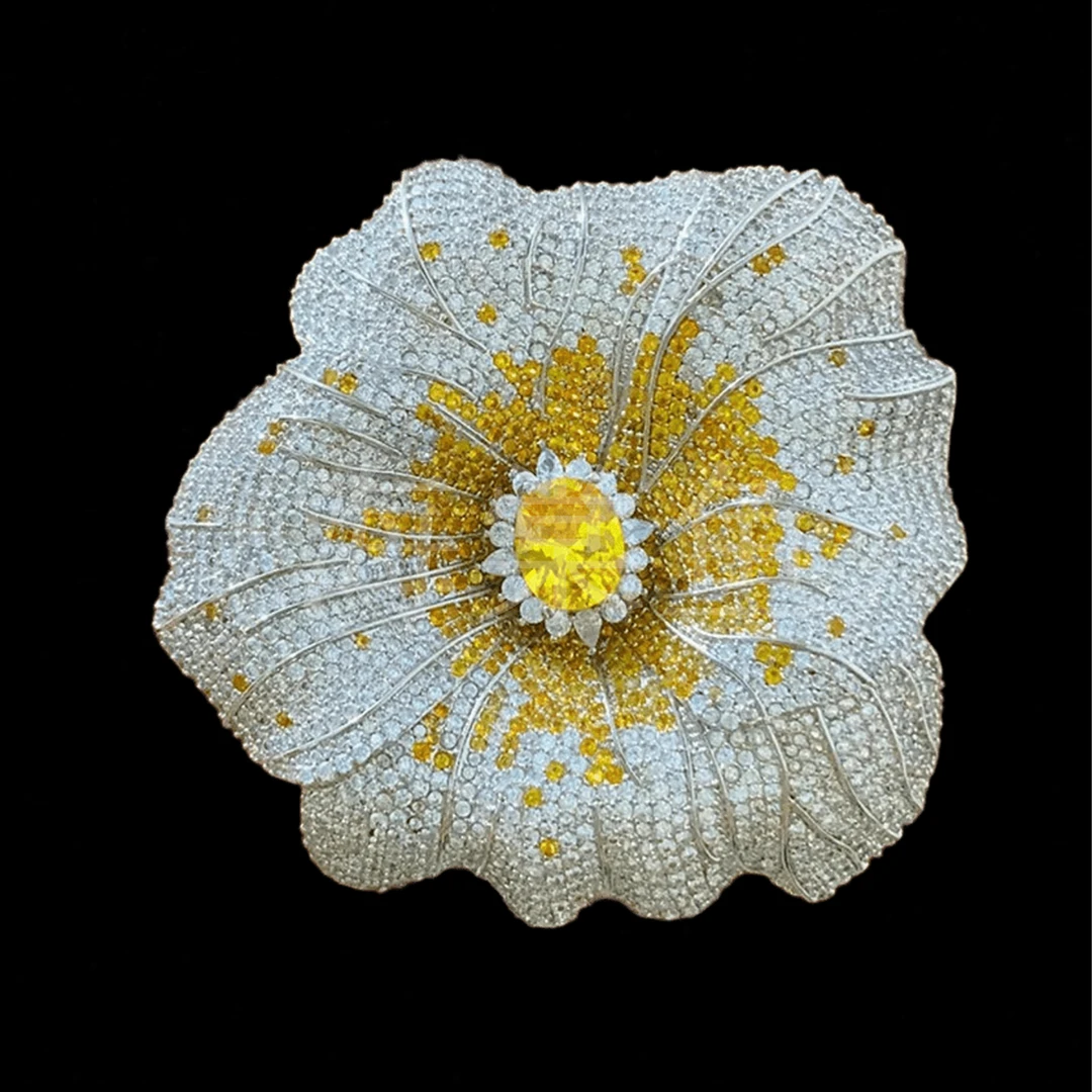 铜合金合成锆石胸针 时尚气质百搭重工密镶盆满钵满胸针6221