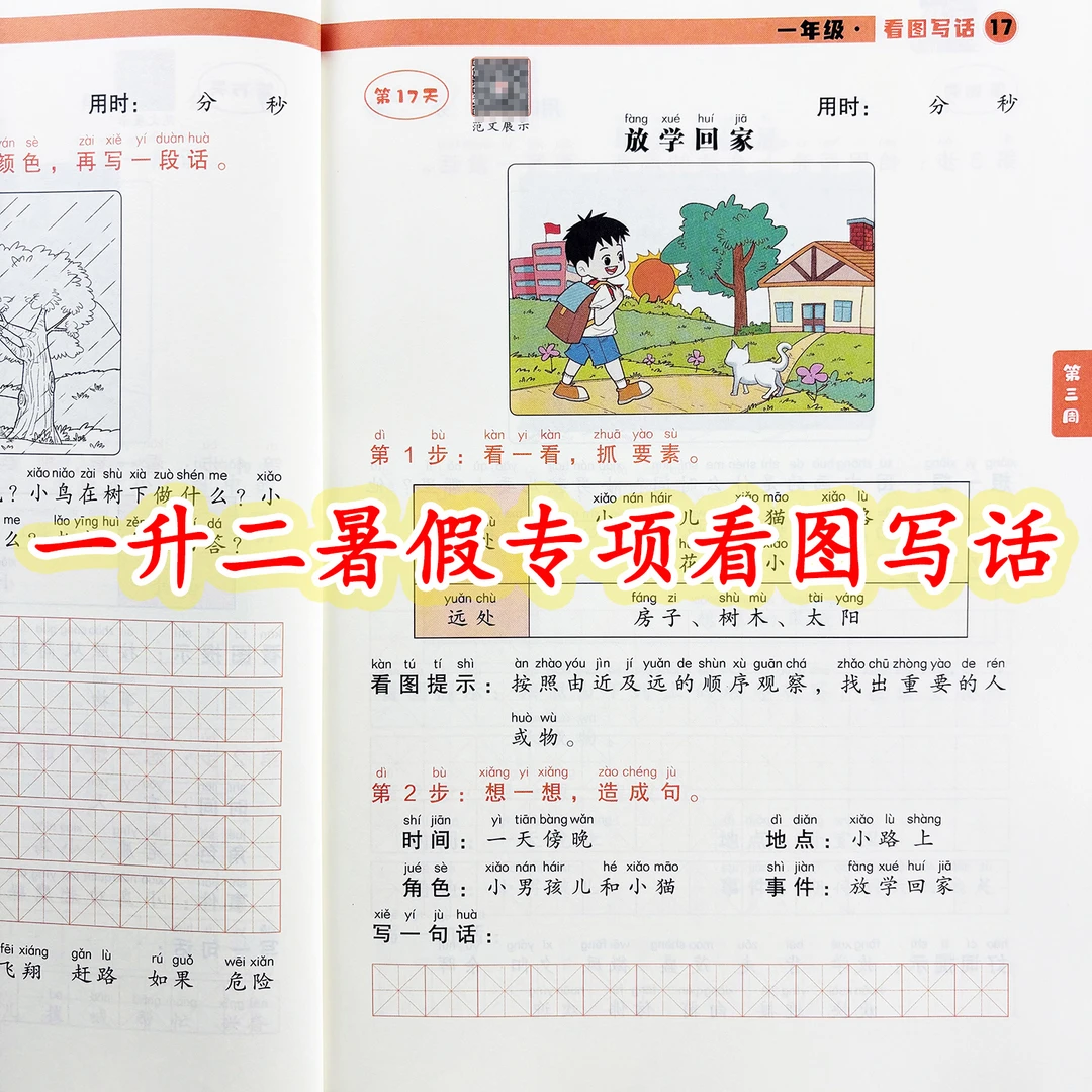 一年级暑假看图写话专项训练一升二年级暑假衔接看图写话每日一练