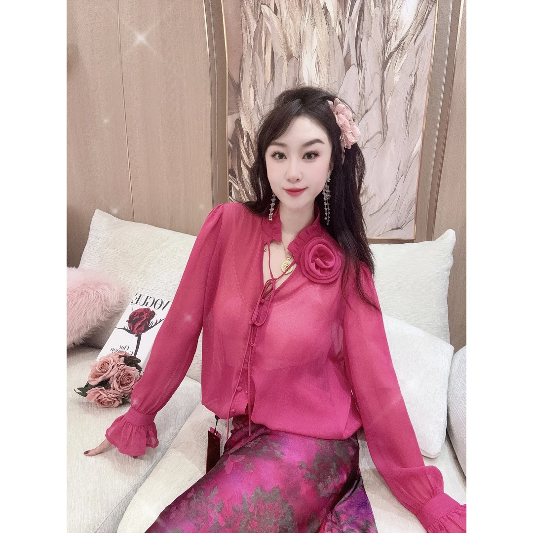 独宠【花攒锦簇】显瘦气质夏季法式别致小众时尚长袖百搭网红上衣