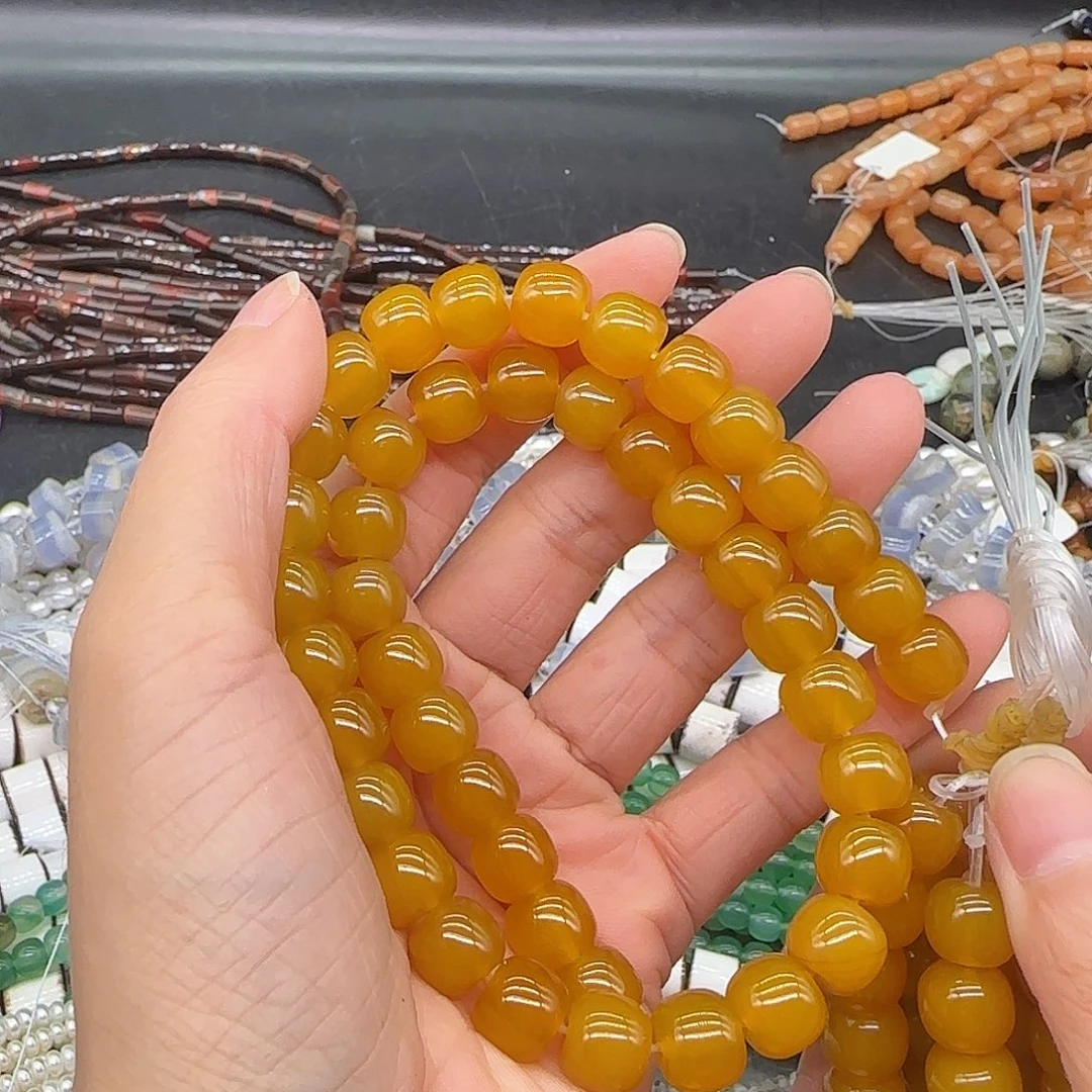 玛瑙/玉髓合金珠宝半成品黑玛瑙9mm一条