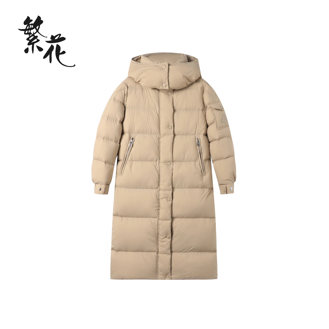【繁花】羽绒服女冬季新款2024长款连帽宽松气质加厚白鸭绒外套