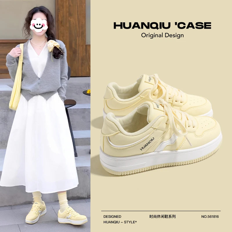 环球厚底增高小白鞋女设计感小众2025新款校园风春季休闲板鞋女鞋