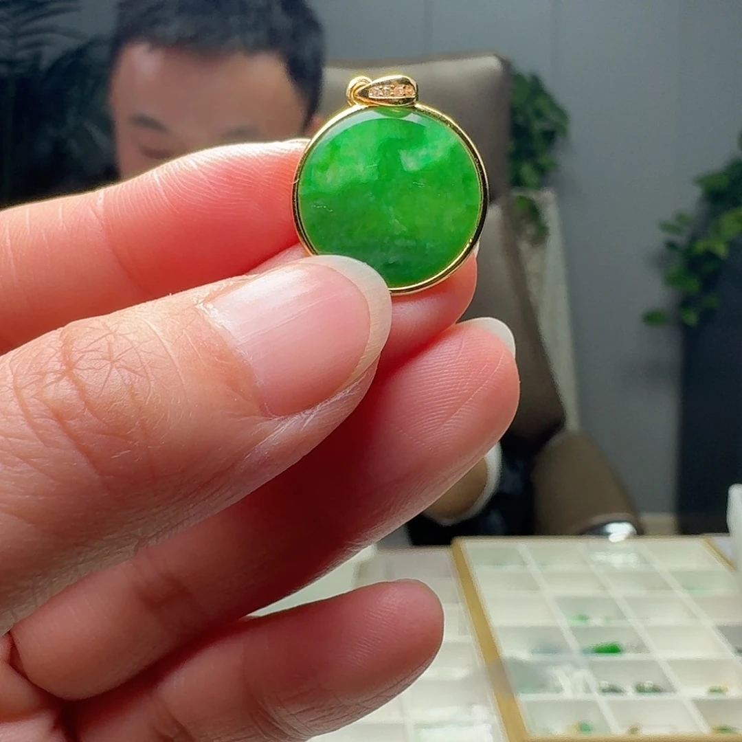 翡翠银S925镶嵌吊坠(不含链)天然