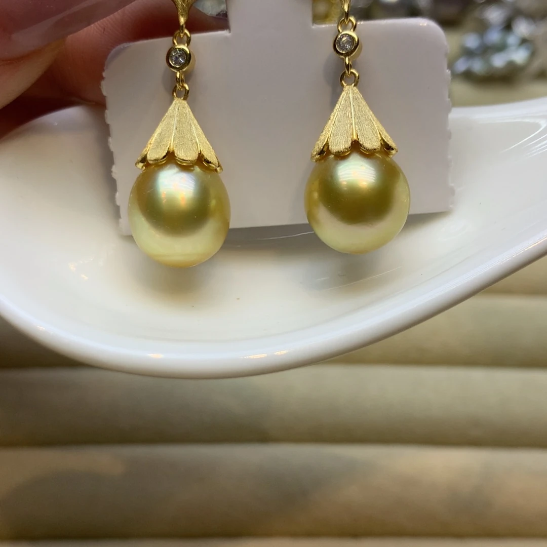 银S925镶嵌耳饰海水珍珠