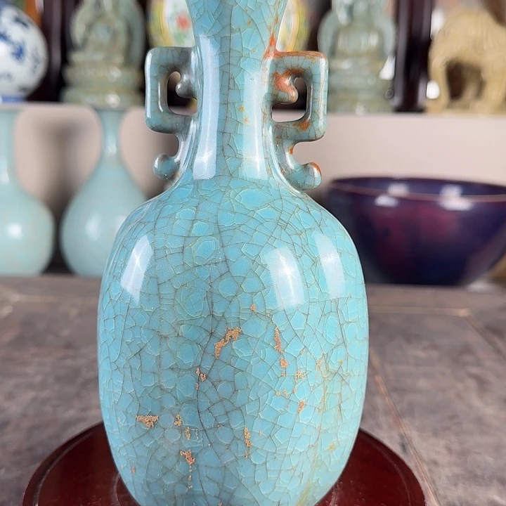 汝窑双耳瓶品相完美