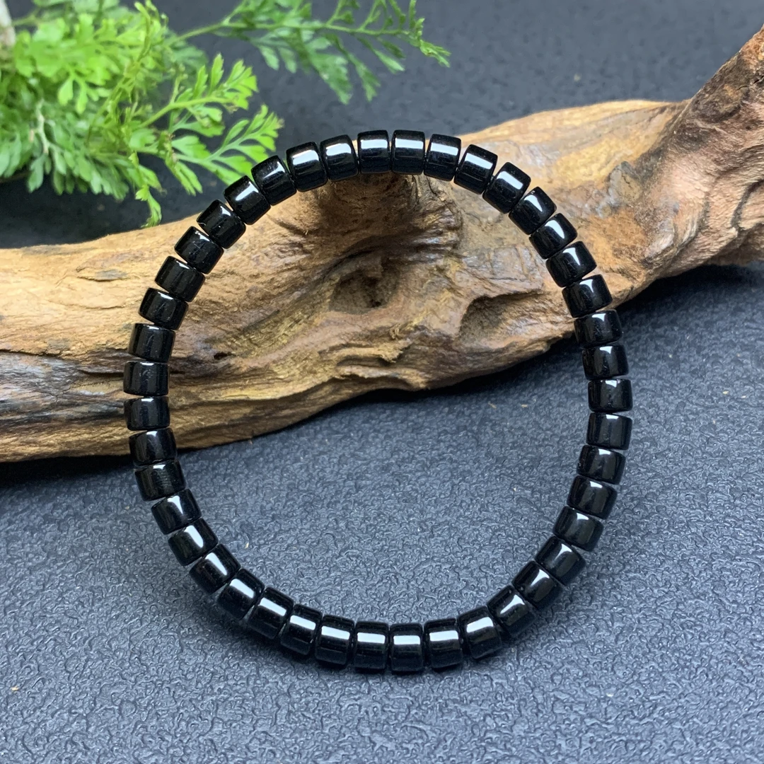 【金钰尚品】天然黑玛瑙黑武士精工小直切手串5.5m黑暴力归圆手串