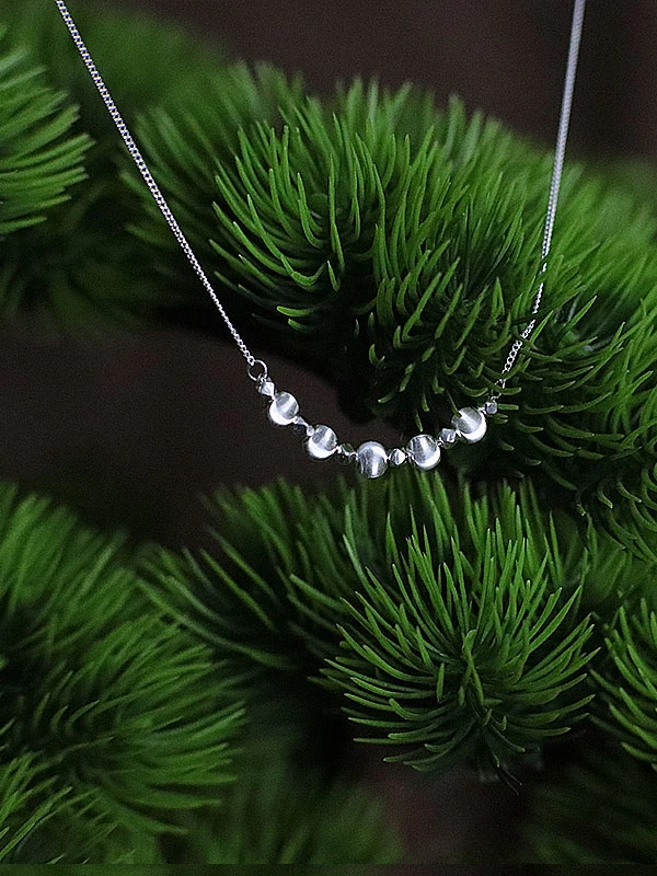 坠链均足银 足银项链 猫眼珠蛇骨链 纯手工 轻奢高级感简约锁骨链