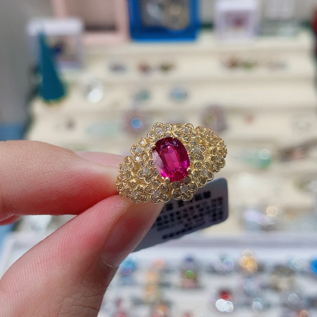 戒指戒指银S925镶嵌碧玺