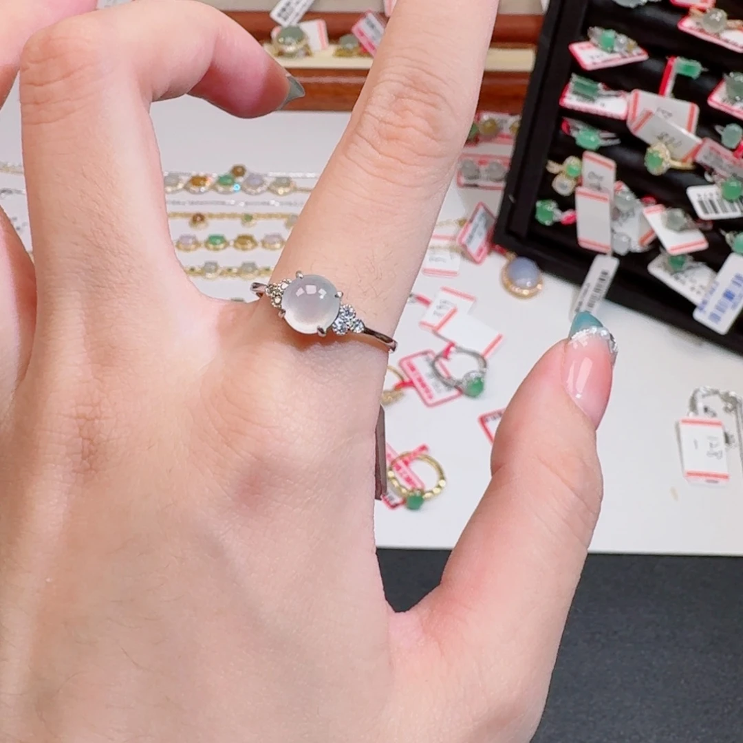 翡翠戒指银S925镶嵌翡翠